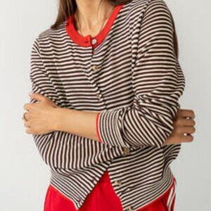 Bohme Josy Button Front Cardigan in Red and Brown Medium Like New